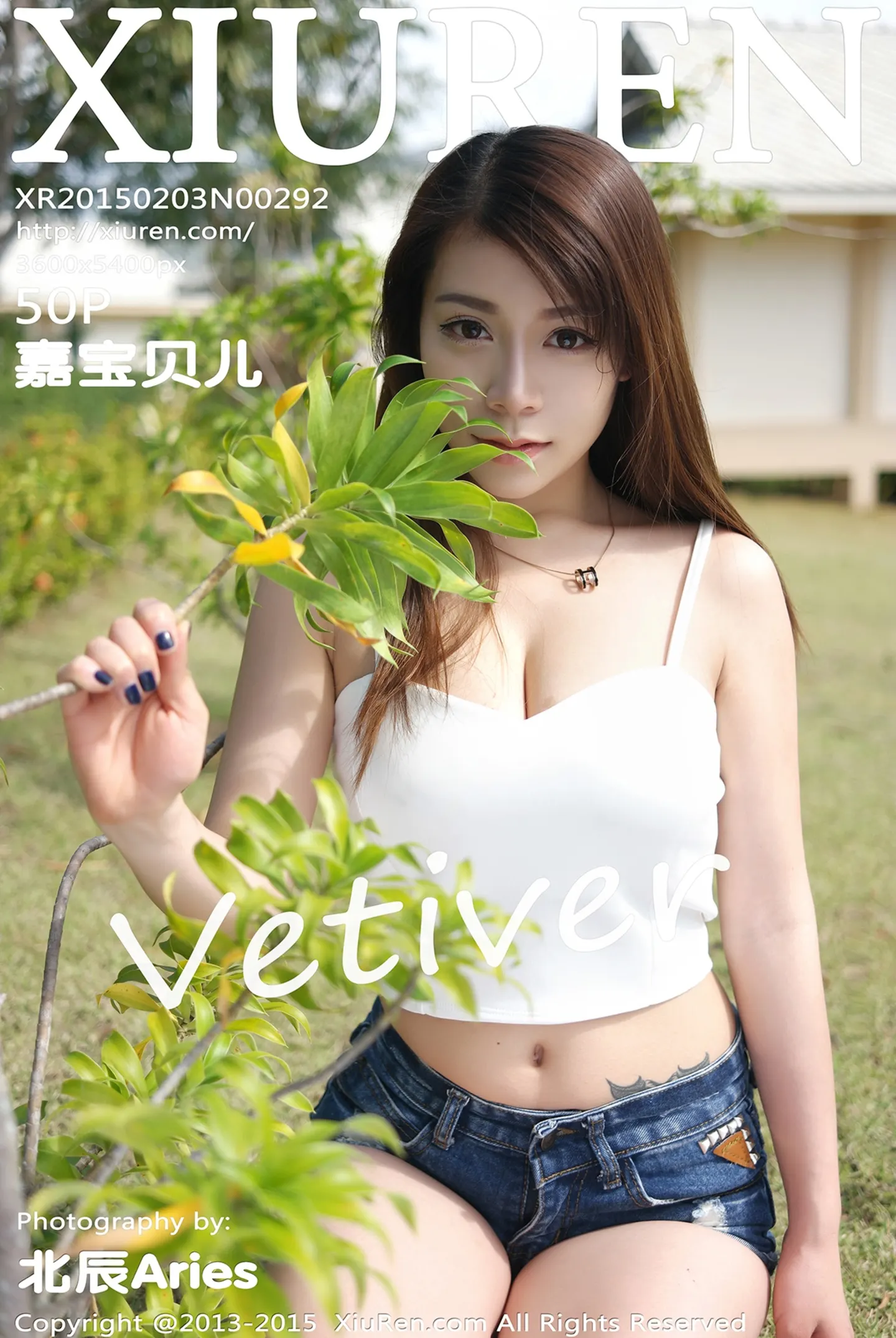 [XiuRen秀人网]No.292_大胸嫩模vetiver嘉宝贝儿牛仔短裤白色上衣性感写真50P-秀人网 - XiuRen.Space